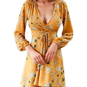 🦋V-Neck FloralPrint LongSleeve WrapShort 🦋